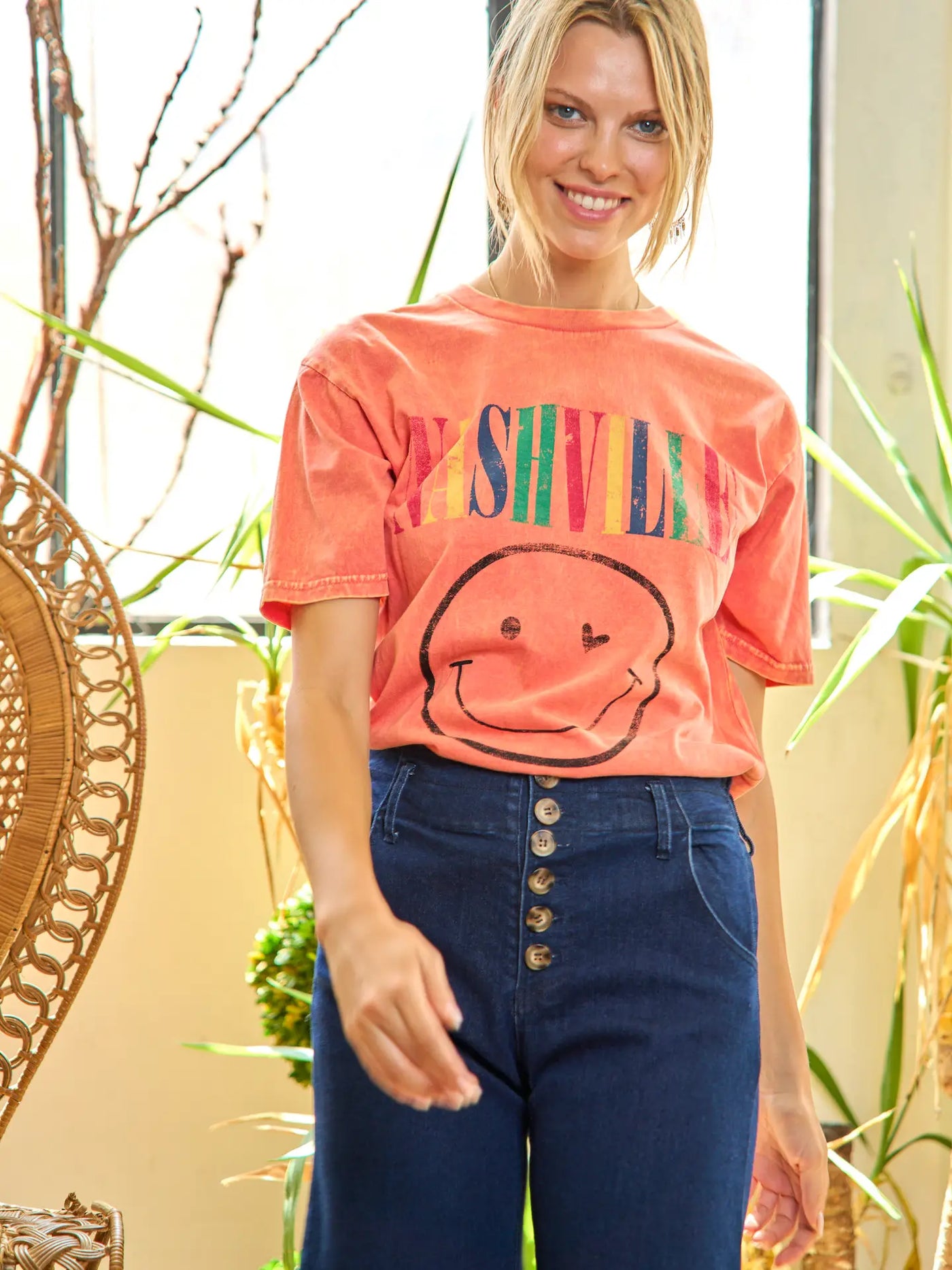 Happy Nashville Washed Graphic Tee