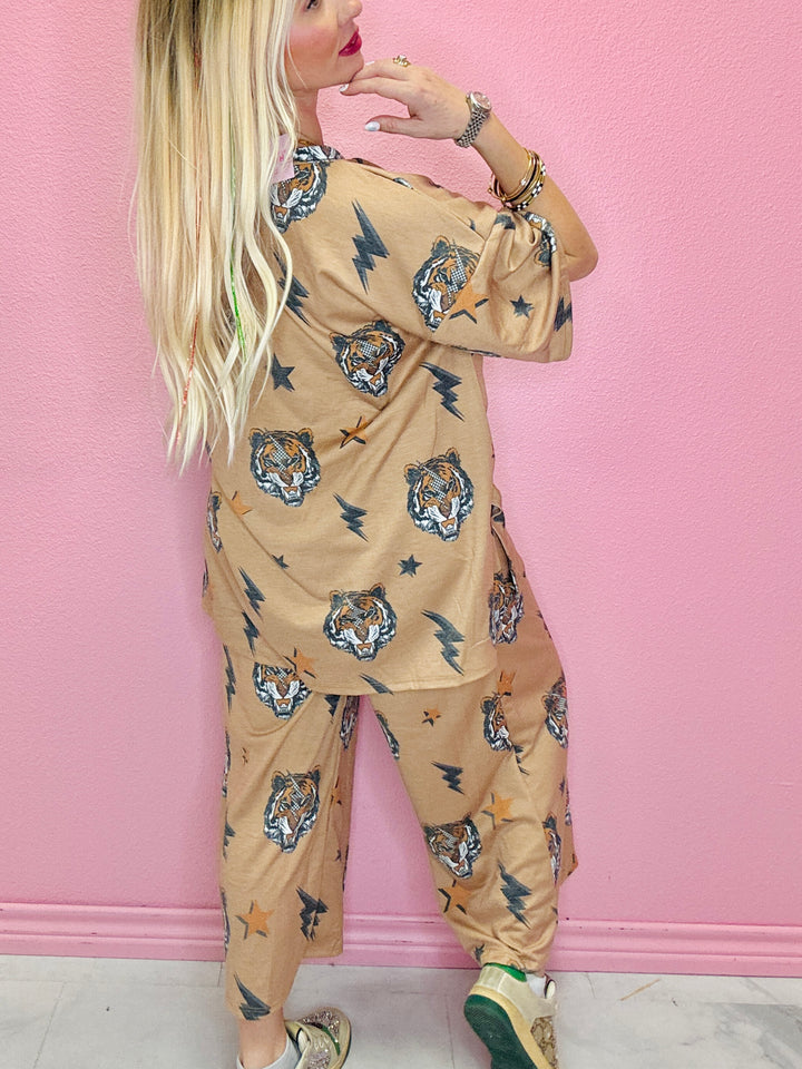Mocha The Ellie Tiger Print Set