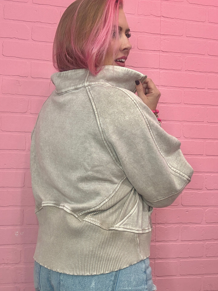 The Stacey Acid Wash Sleeve Pullover