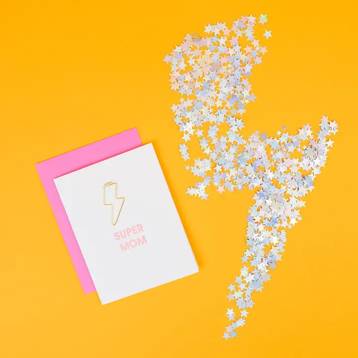 Super Mom - Lightning Bolt Paper Clip Card - Mother's Day