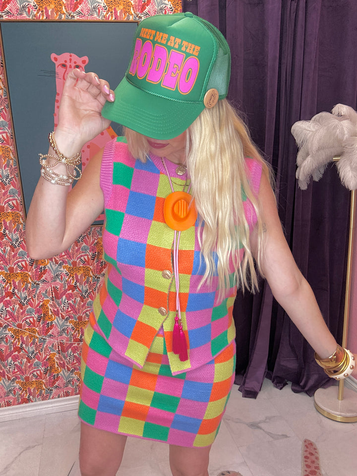 Check Me Out Cutie Checkered Skirt Set