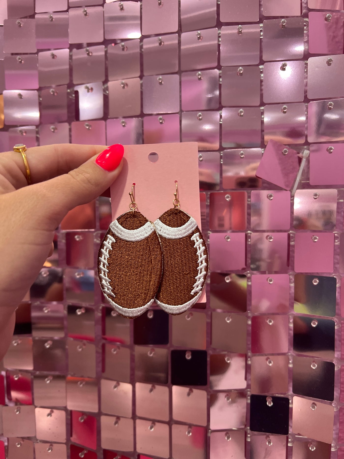 Stitched Football Earrings