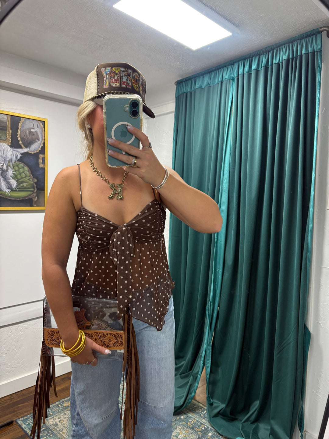 Boho Bow & Polka Dots Babydoll Cami