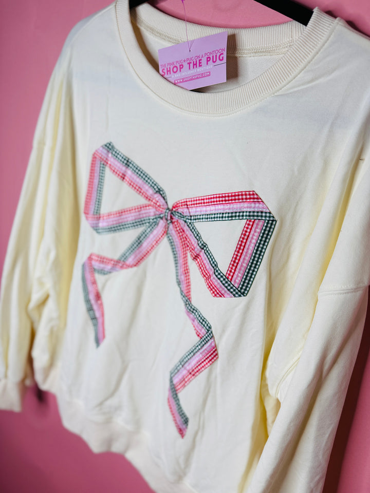 Pretty in Gingham Bow Sweater