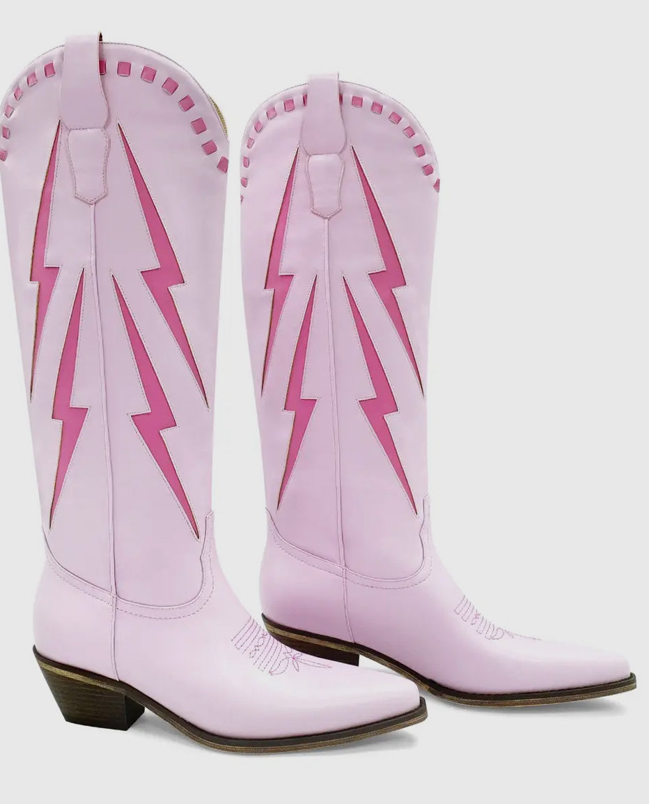 Pink Lightning Bolt Boots