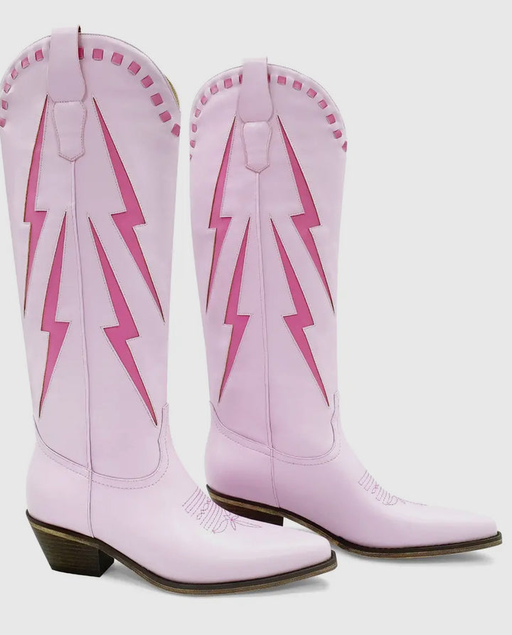 Pink Lightning Bolt Boots