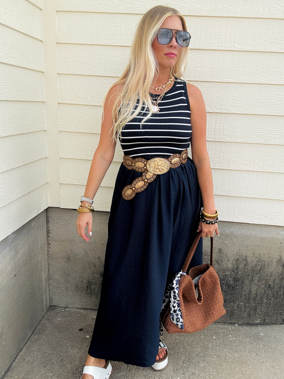 Coastal & Stripe Midi Dress