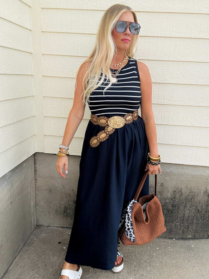 Coastal & Stripe Midi Dress