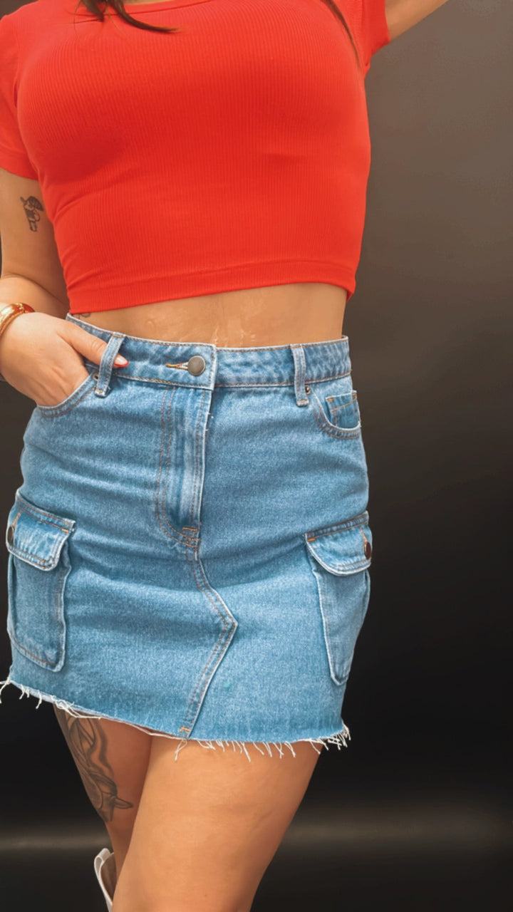 The Jane Cargo Denim Skirt