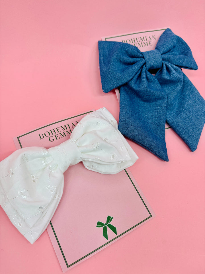White Eyelet Hair Bow