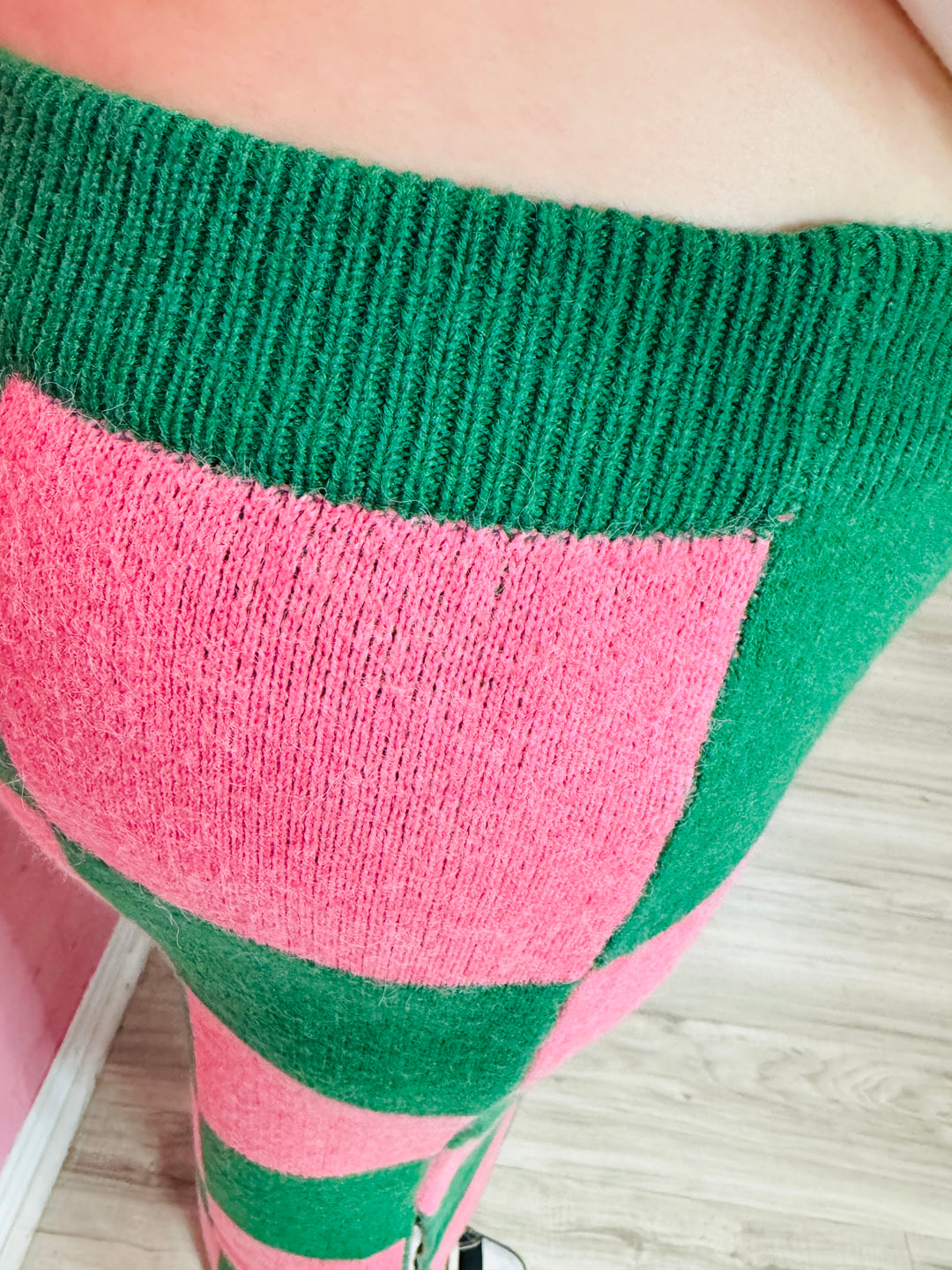 Checkered Pencil Midi Skirt