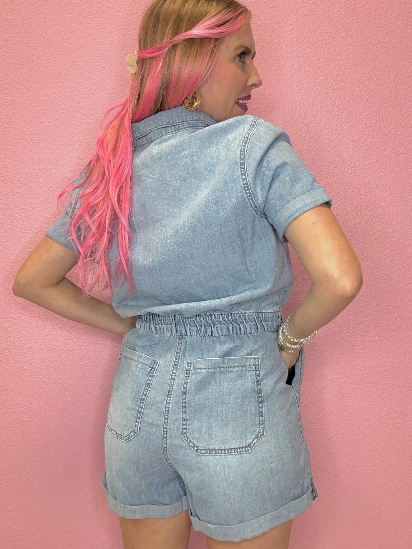 The Tampa Denim Button Down Romper