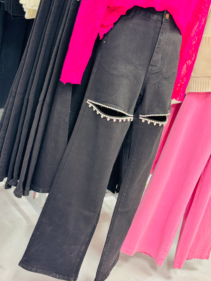 The Tatum Rhinestone Straight Jeans