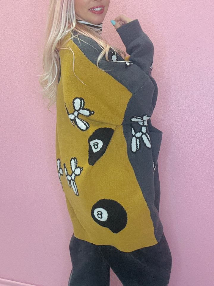 8 Ball & Balloon Dog Cardigan