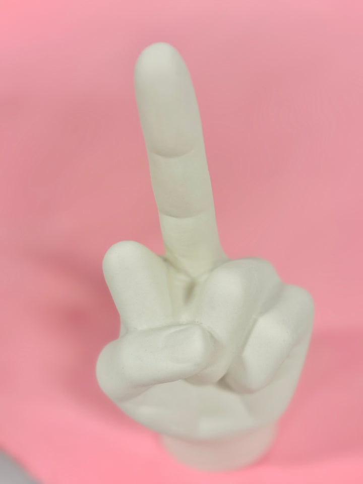 White Middle Finger Table Top Sculpture