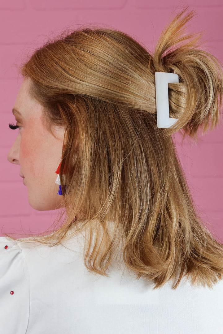 Coconut White Flat Square Hair Clip