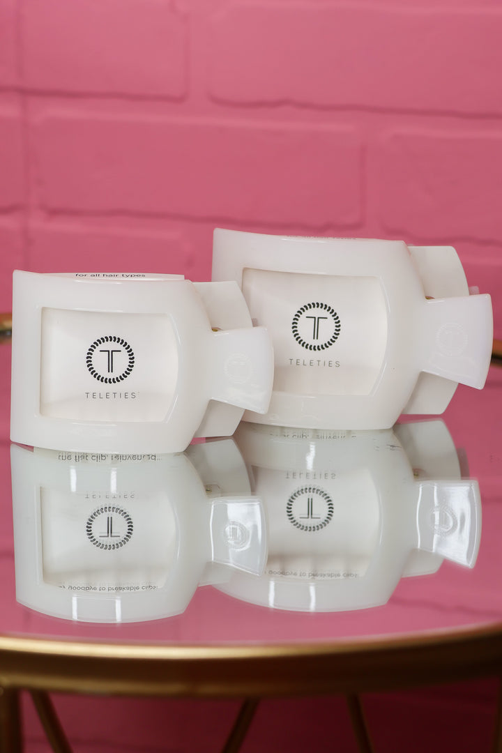 Coconut White Flat Square Hair Clip