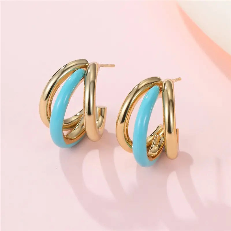 Turquoise Trio Hoops