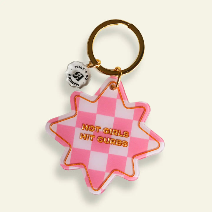 Hot Girls Hit Curbs Keychain