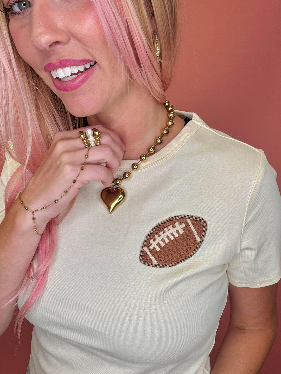 Football Gingham Patch Baby Tee