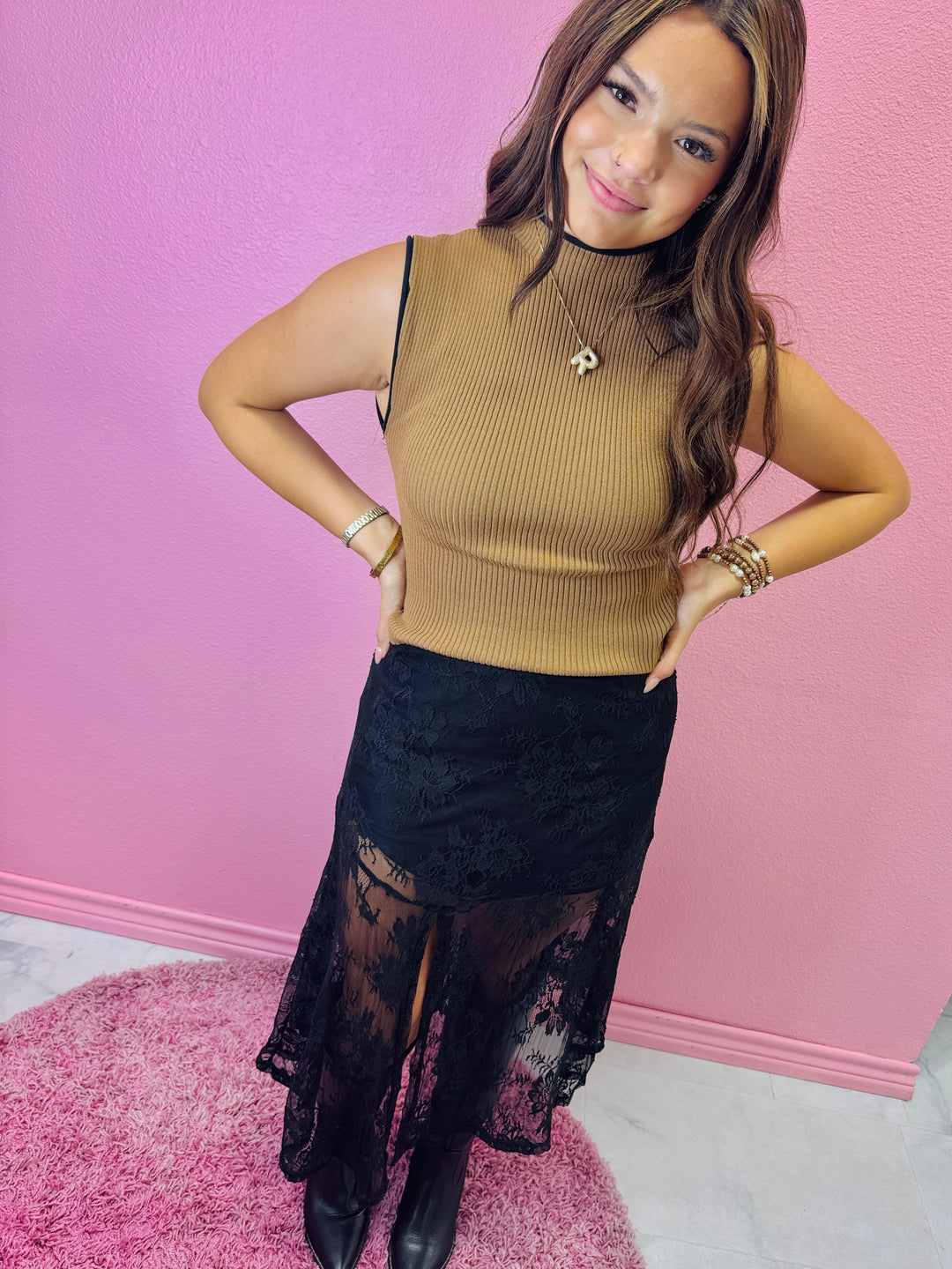 The Lumi Lace Side Slit Skirt