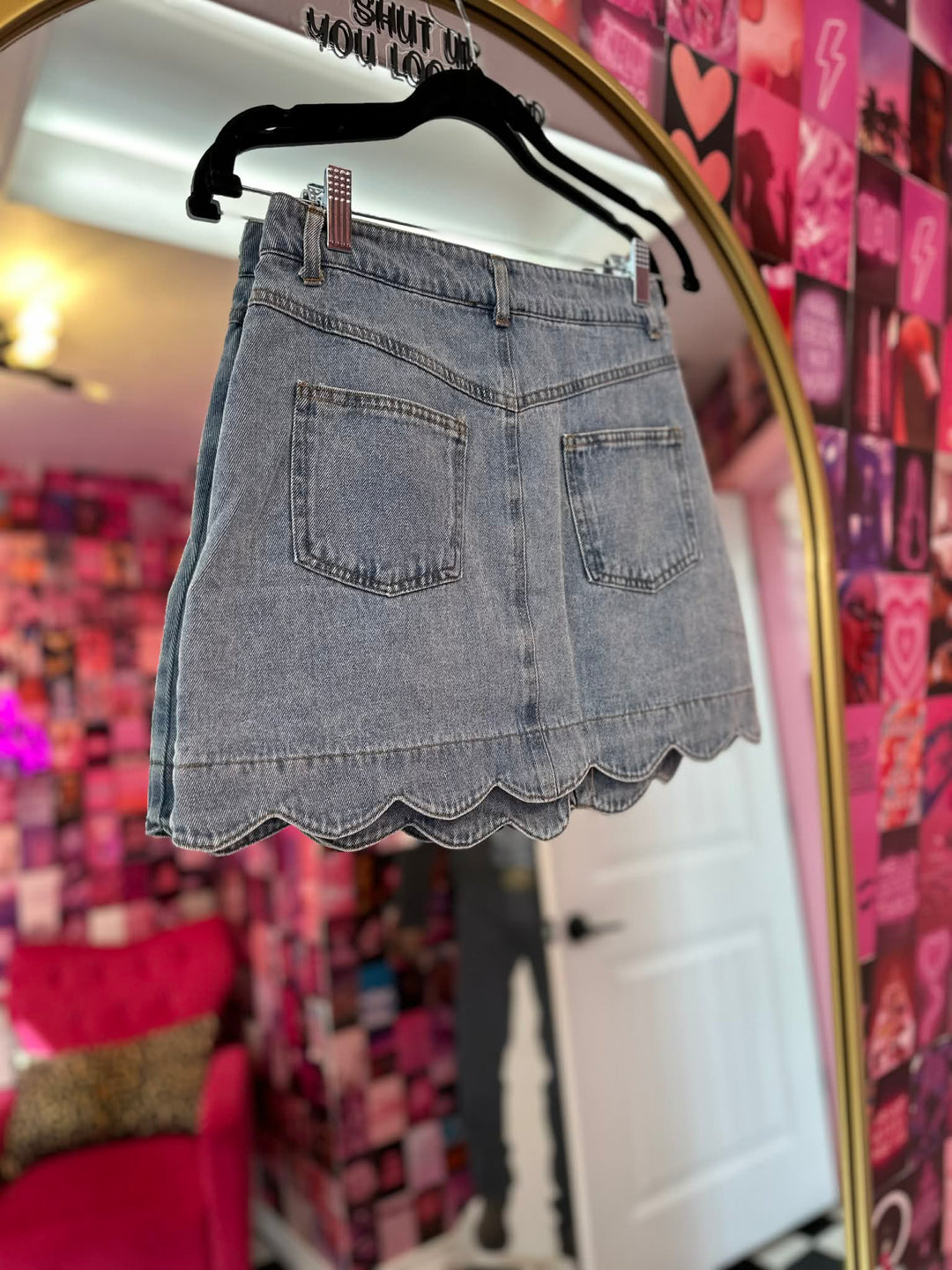 The Scallop Sweetheart Denim Skirt