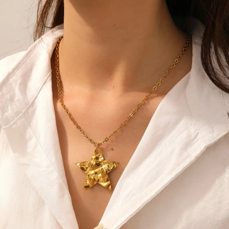 Golden Starlight Hammered 18K Necklace