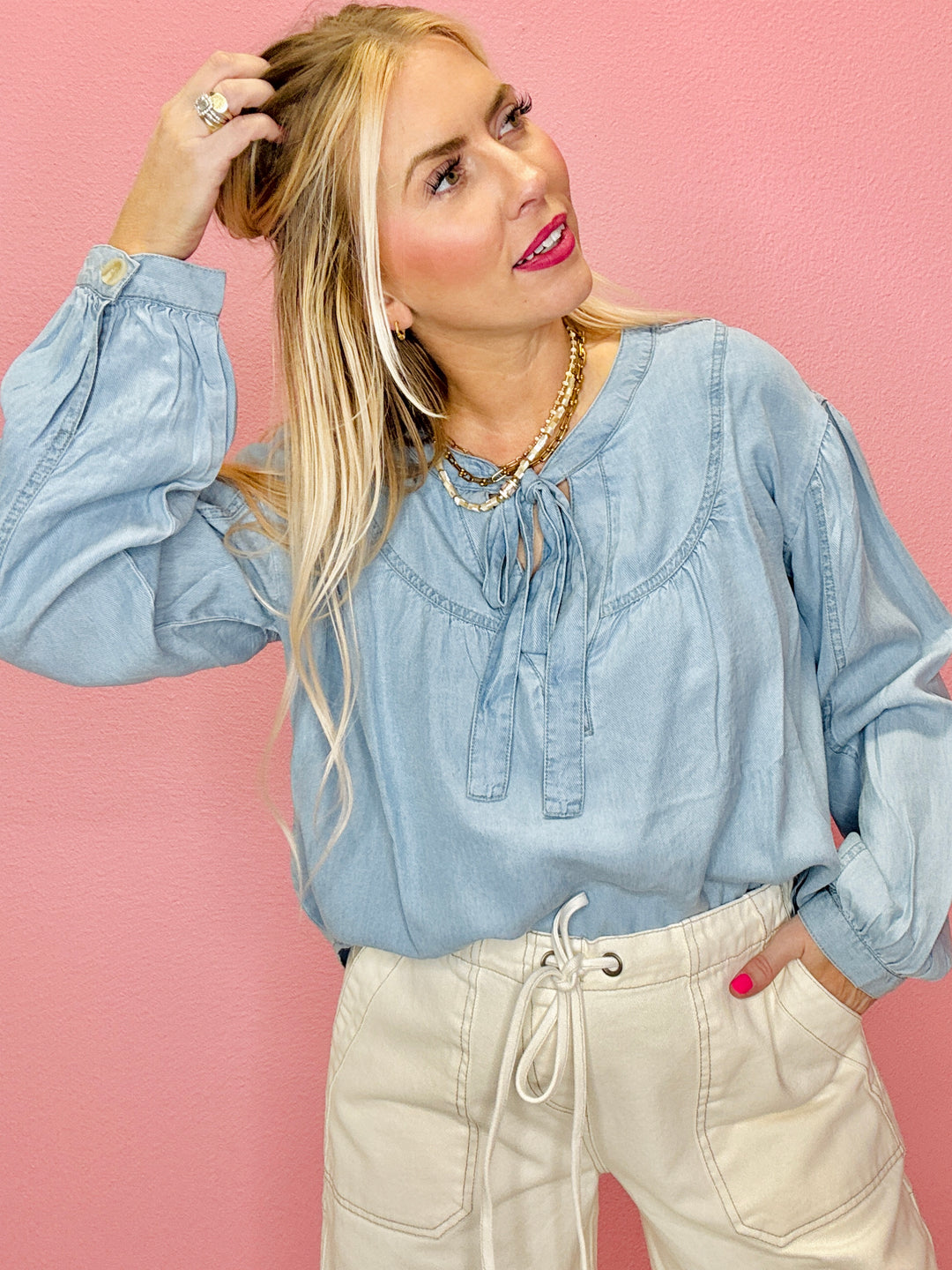 The Soft Spoken Chambray Top