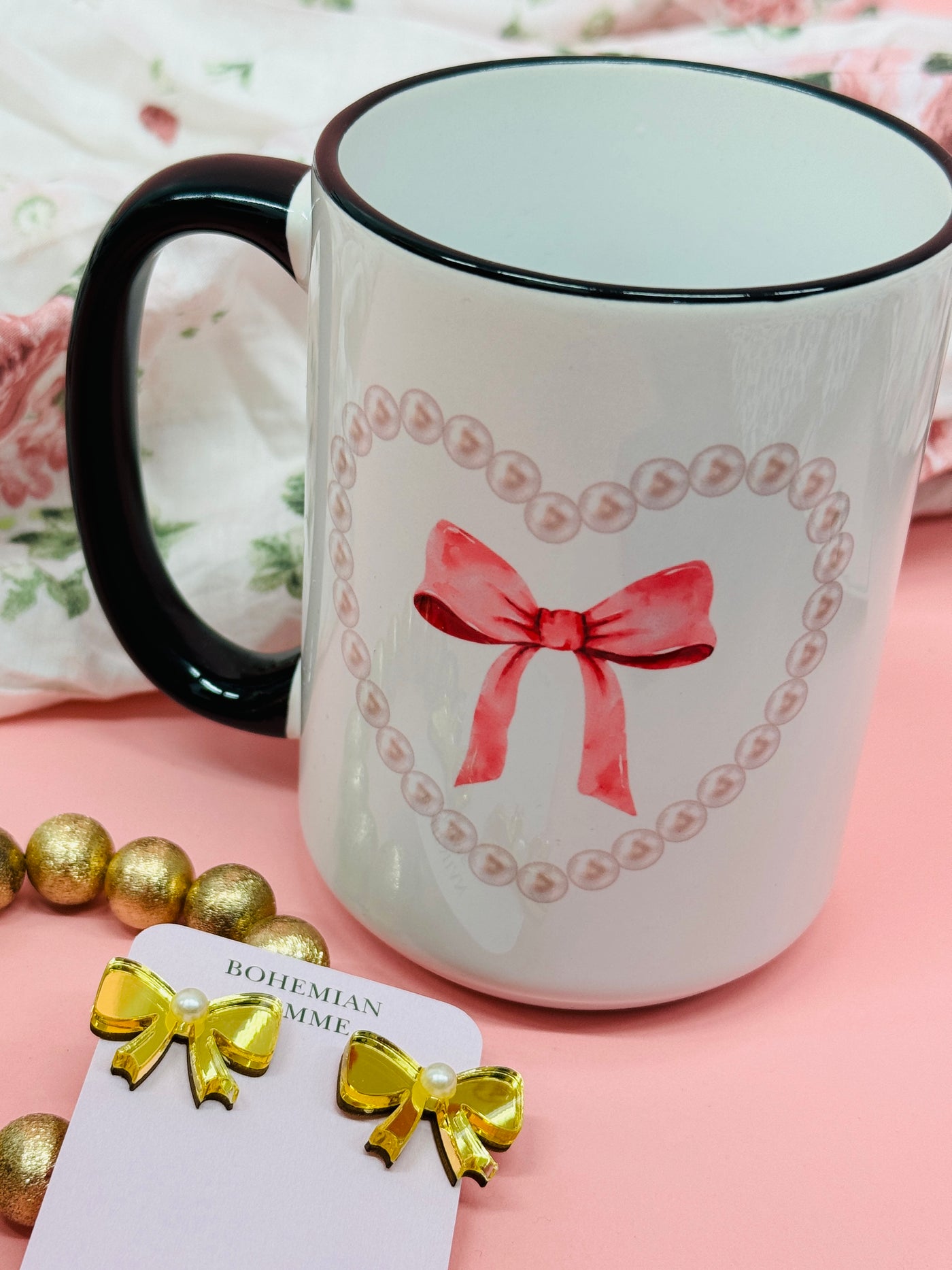 Pearls and Bow Coquette Coffee Mug