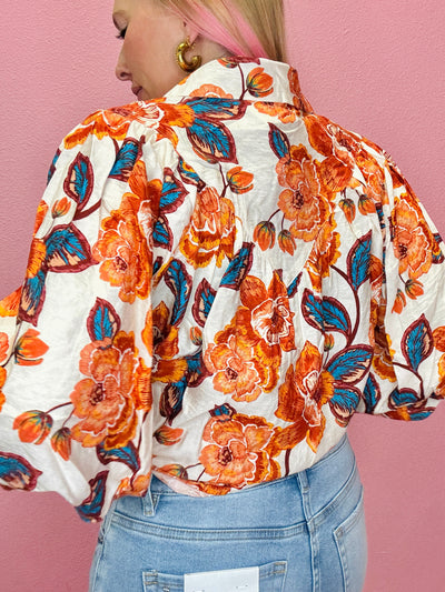 Rustic Floral Collared Top