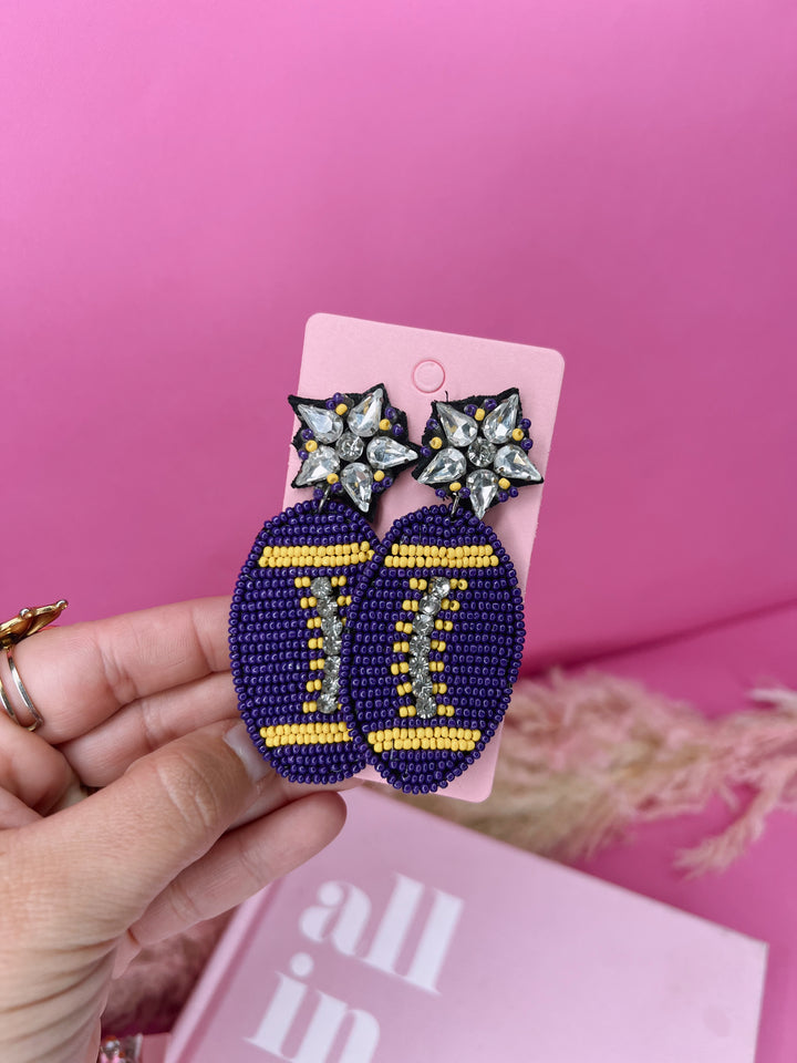 We've Got Spirit Beaded Football Earrings