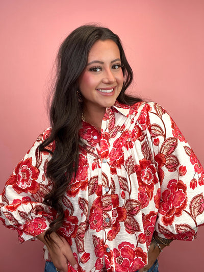 Rustic Floral Collared Top
