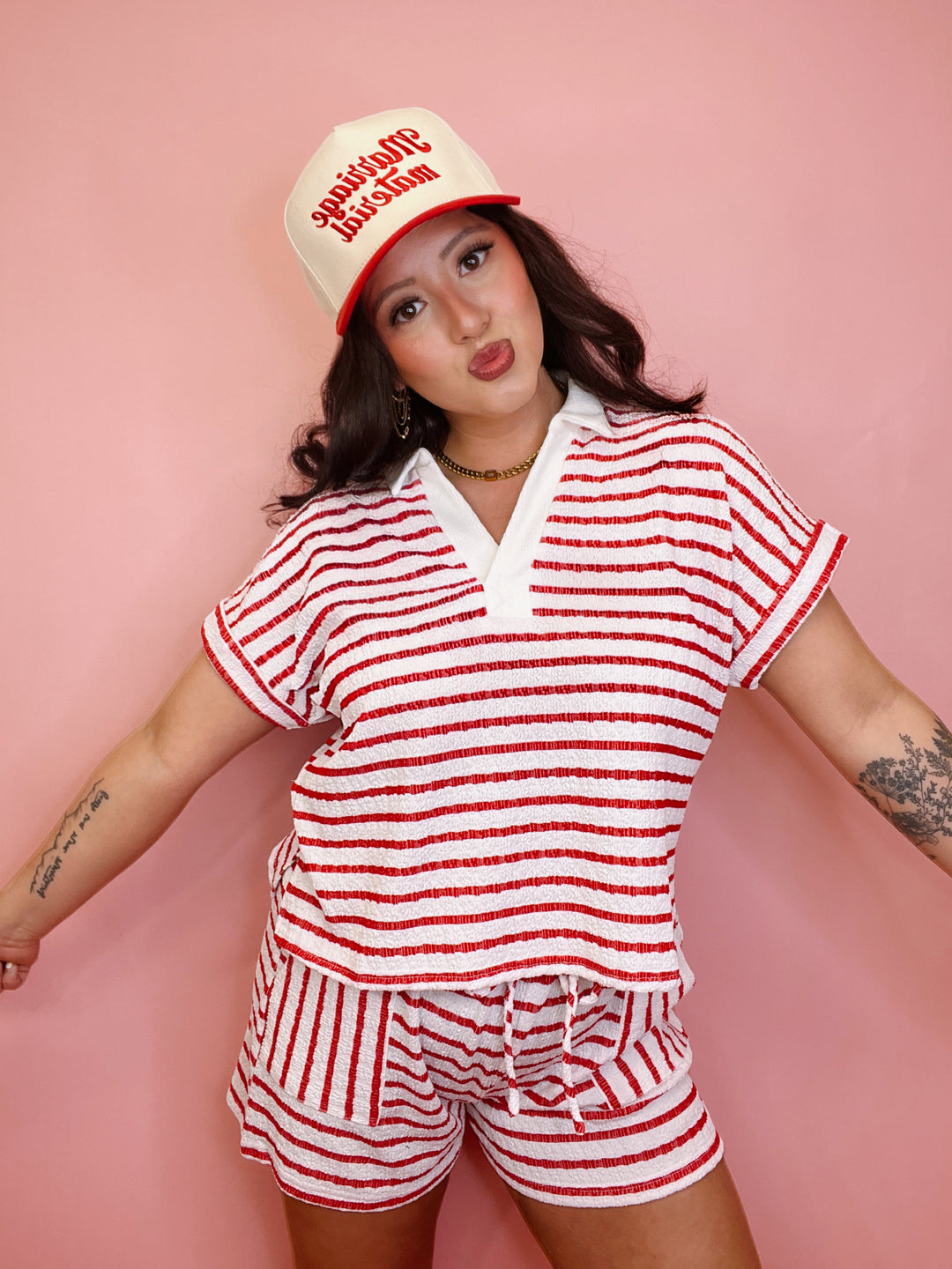 Candy Stripe Collared Top
