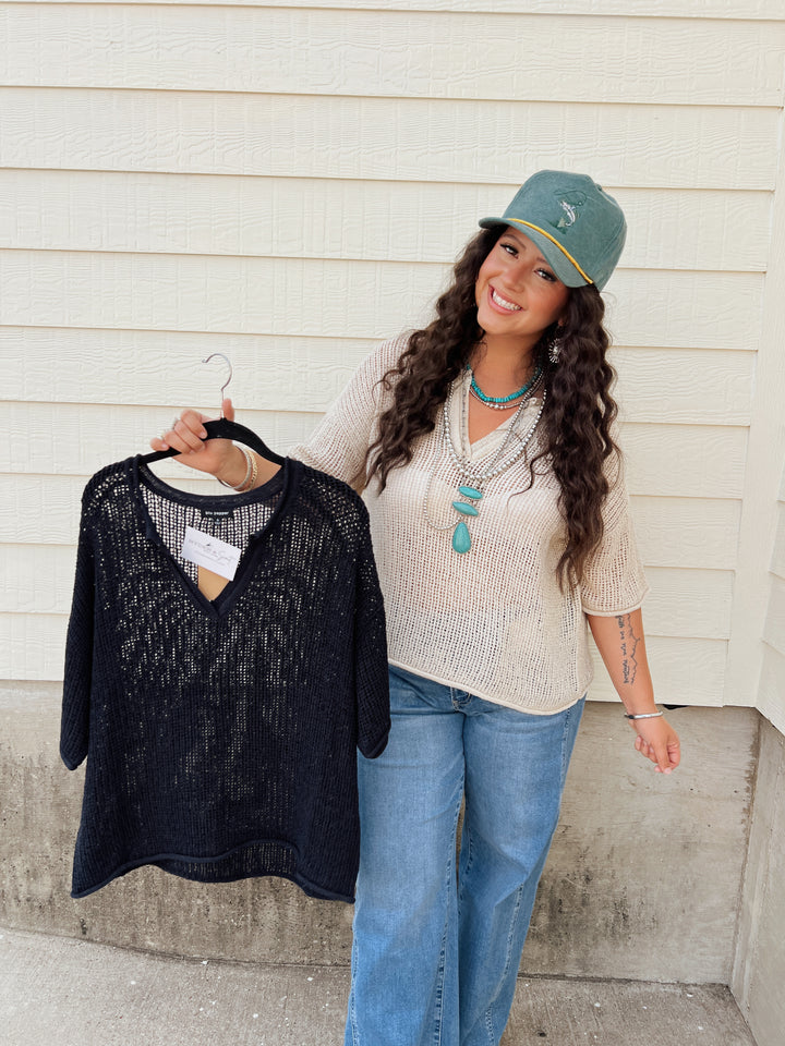 Barely Breezy Crochet Dreams Sweater Top