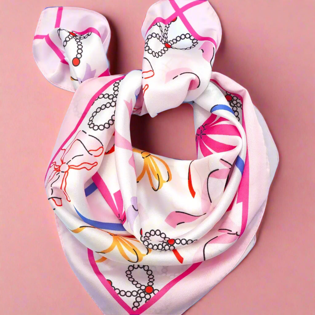 Bow Print Silky Scarf