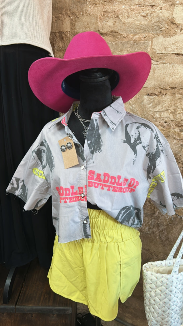 Giddy Up Crop Button Up