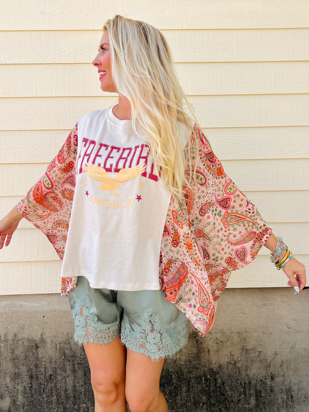 Stars, Stripes & Free Bird Kaftan Top