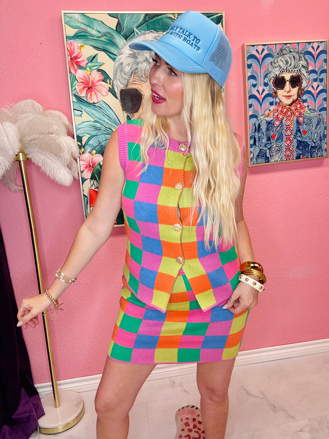 Check Me Out Cutie Checkered Skirt Set