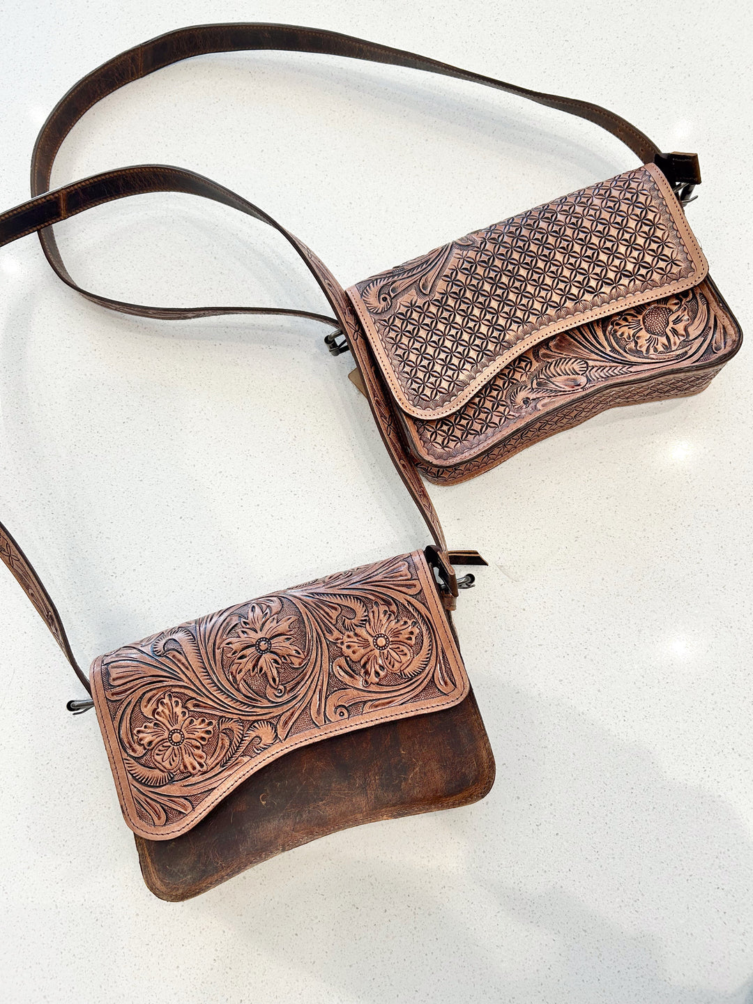 The Olivia Tooled Saddle Purse