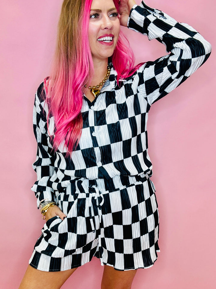 The Dani Checkered Plisse Top/Bottom