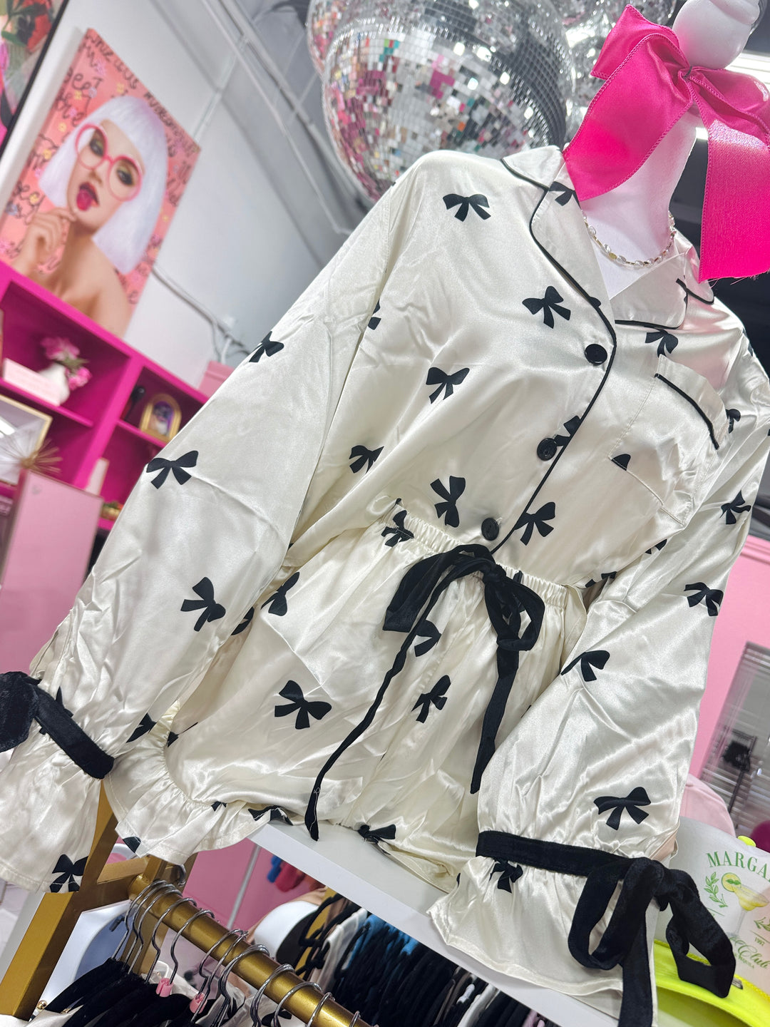 The Toni Cropped Bow Pajama Set