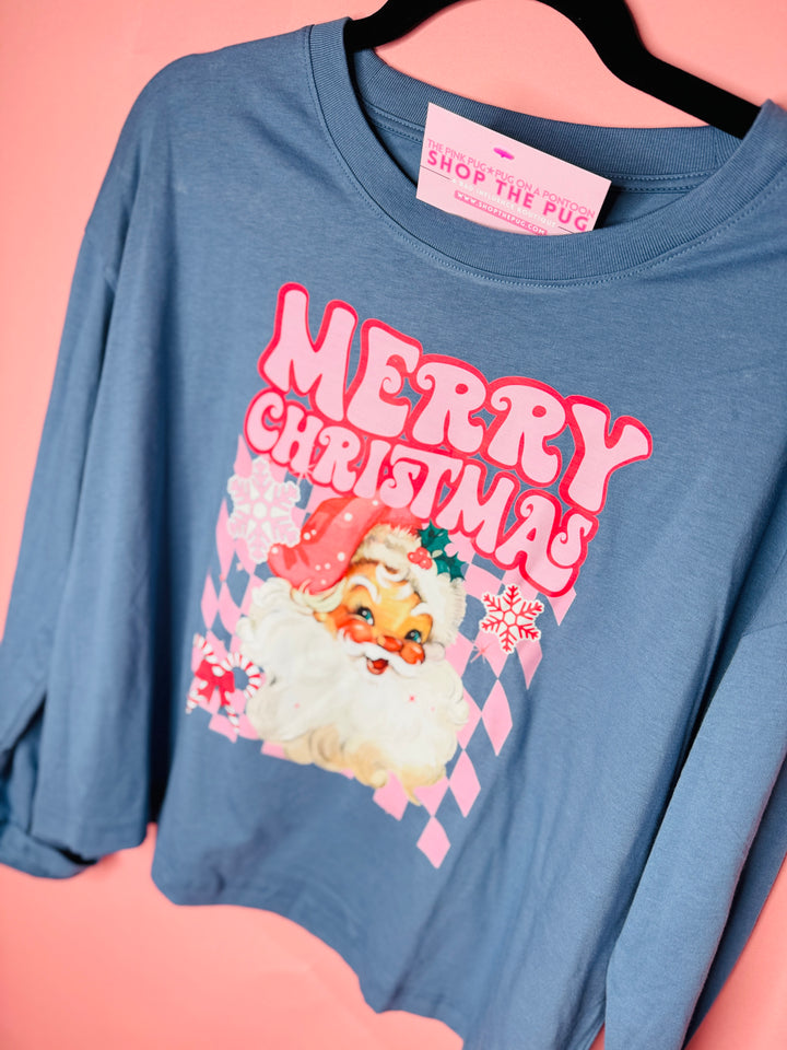 Merry Christmas Checkered Long Sleeve Top