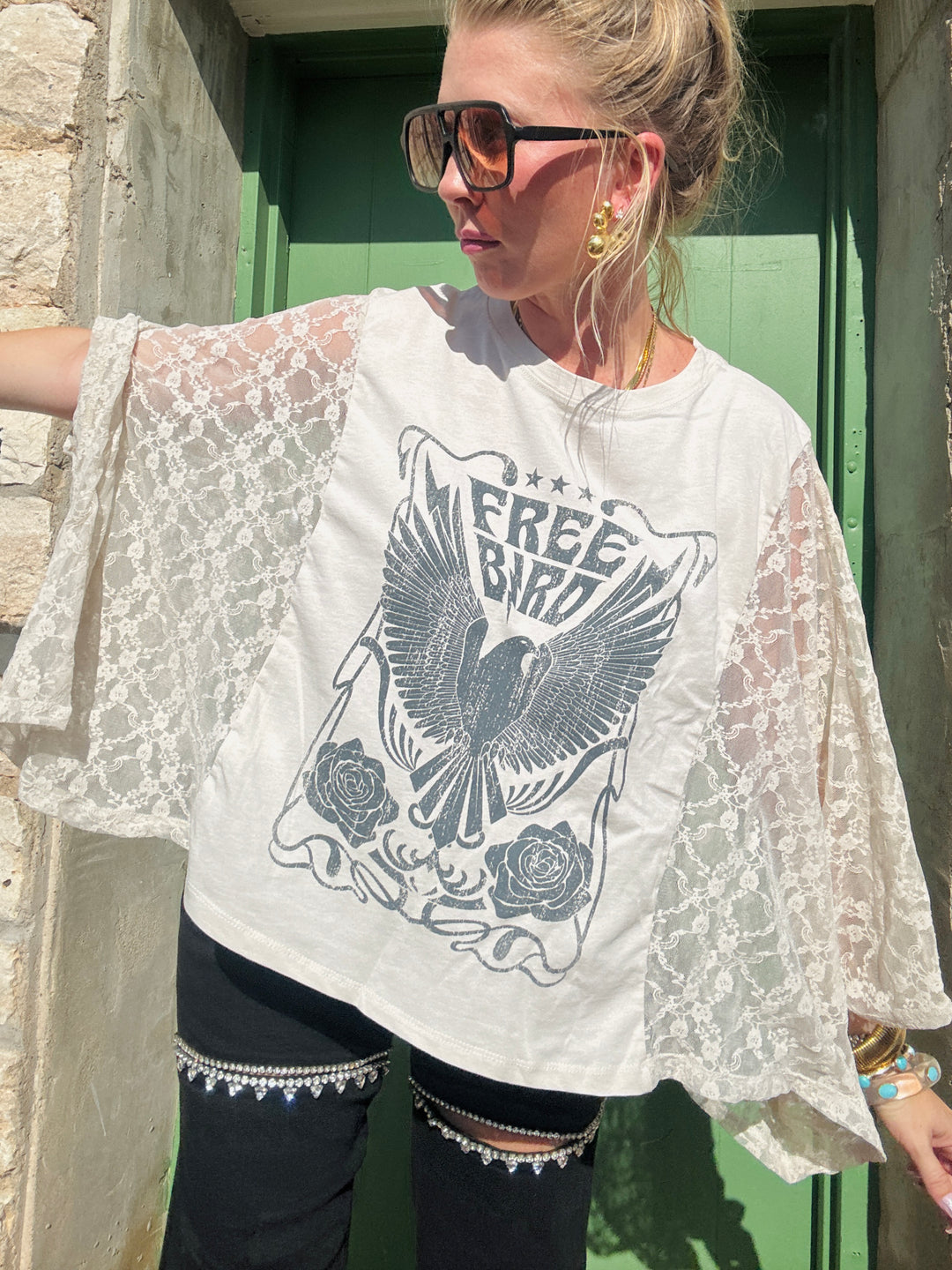 Free Bird Lace Kaftan Top