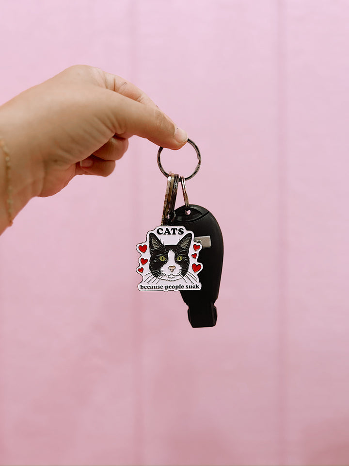 Cats Because People Suck Keychain