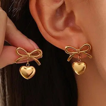 18K Stainless Steel Heart Earrings
