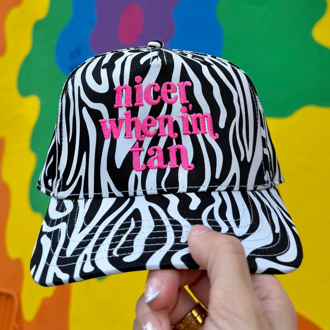 Nicer When I'm Tan Zebra Trucker Hat