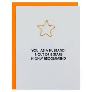 You as a Husband: 5 Star Paper Clip Card