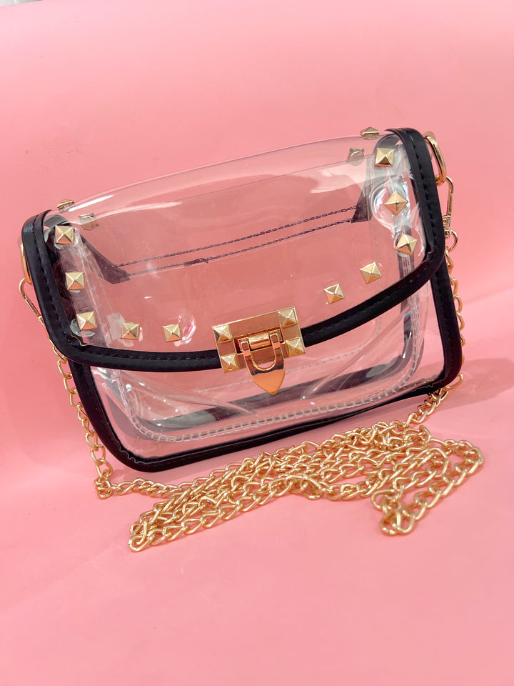 Stadium Lights Studded Clear Crossbody