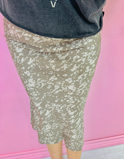 Mocha Print Satin Skirt