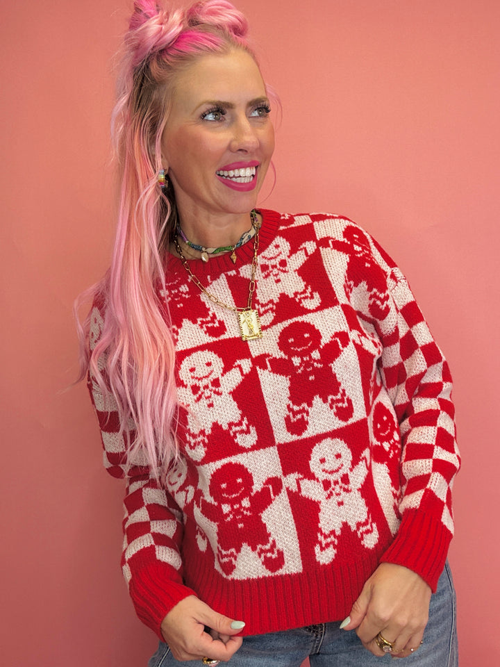 Gingerbread Checkered Sweater